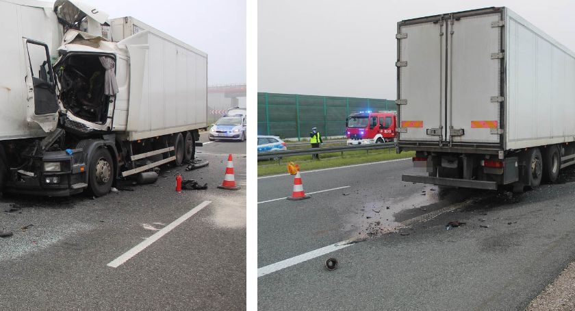 Zderzenie dwóch ciężarówek na A1 w powiecie włocławskim [ZDJĘCIA]