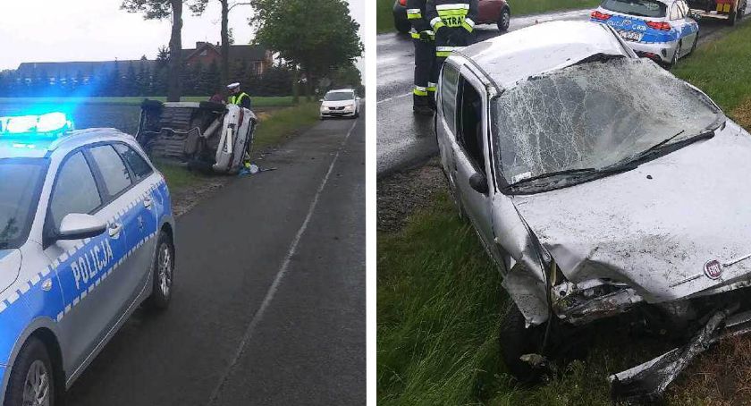 Wypadek w Faliszewie. Seicento uderzyło w drzewo i dachowało [ZDJĘCIA]
