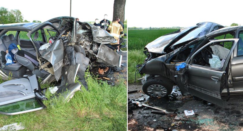Tragedia w powiecie mogileńskim. Samochód uderzył w drzewo. Nie żyje kierowca [ZDJĘCIA]