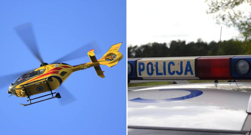 Helikopter w akcji. Motorower zderzył się z ciężarówką. 44-latek trafił do szpitala