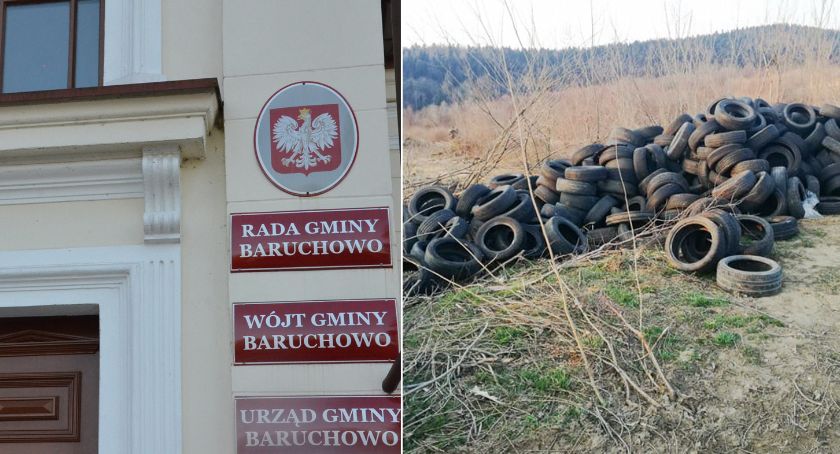 Sterta opon w lesie za Zieloną Szkołą. Gmina Baruchowo apeluje do sprawców !!!