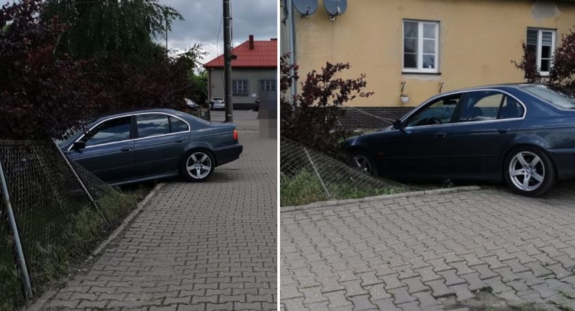 18-latek kręcił bączki BMW. Wylądował na ogrodzeniu posesji. Stracił prawo jazdy, które odebrał 6 dni wcześniej