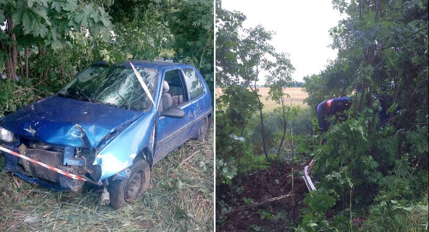  Wypadek niedaleko Kościelnej Wsi. Pijana uderzyła w drzewo a potem dachowała [ZDJĘCIA]