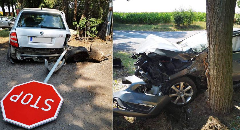 Wypadek w Kościelnej Wsi. Zderzenie Volvo ze Skodą. 2 dzieci w szpitalu [ZDJĘCIA]