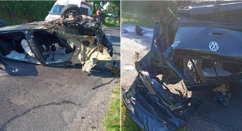 Kraksa w Gminie Osięciny. Volkswagen uderzył w drzewo, następnie w BMW i dachował [ZDJĘCIA]