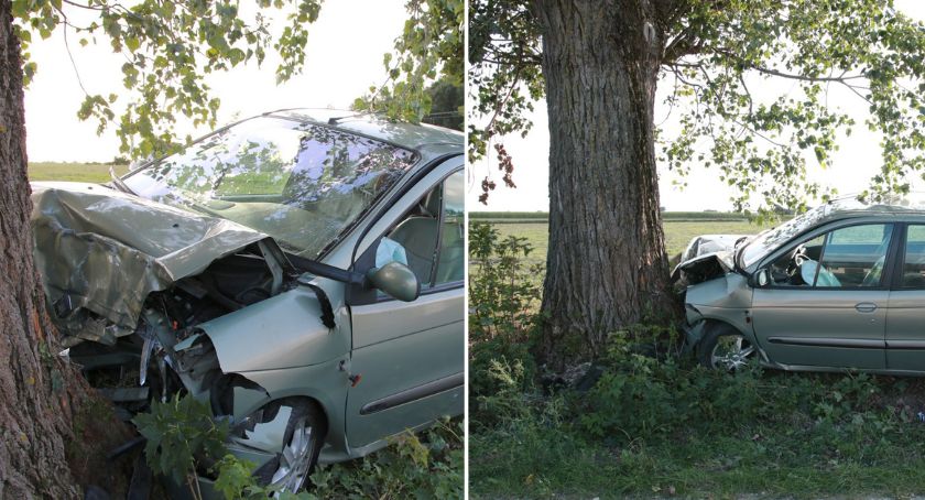 Wypadek w Niegibalicach powiat radziejowski. Pijana 23-latka uderzyła autem w drzewo. Przewoziła dzieci 6 i 9 lat