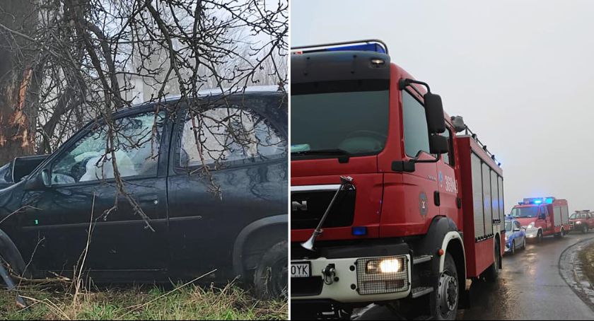 Na łuku drogi uderzyła  w drzewo w Ługowiskach w powiecie włocławskim