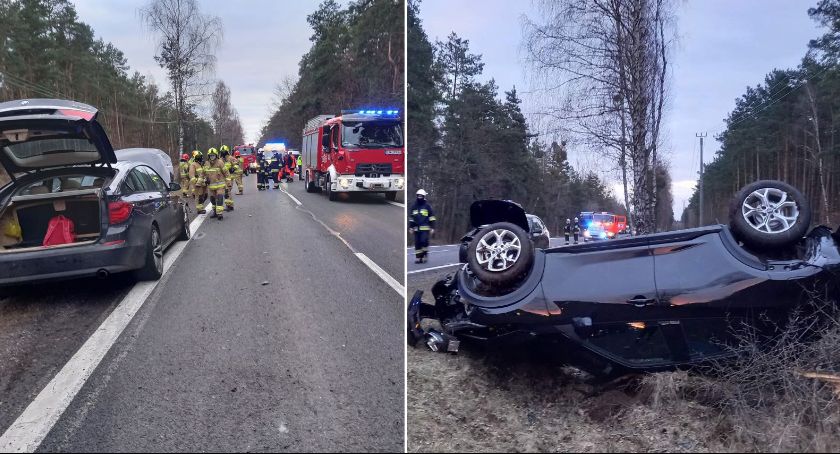 Wypadek w Gminie Włocławek. Dachowało bmw. Trzy karetki pogotowia na miejscu