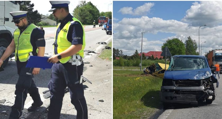 Wypadek 3 samochodów w Skępem. Ciężarówka uderzyła w transportera [ZDJĘCIA]