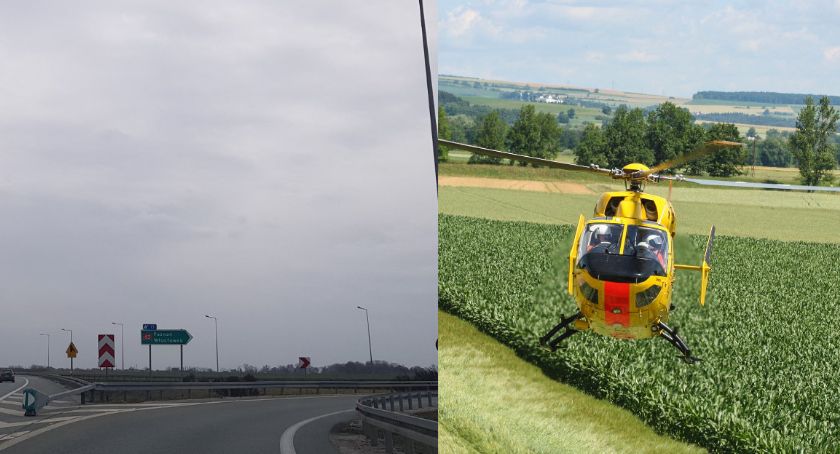 Karambol na A1 pod Włocławkiem. Śmigłowiec w akcji. Zderzyły się ciężarówka i 3 samochody osobowe