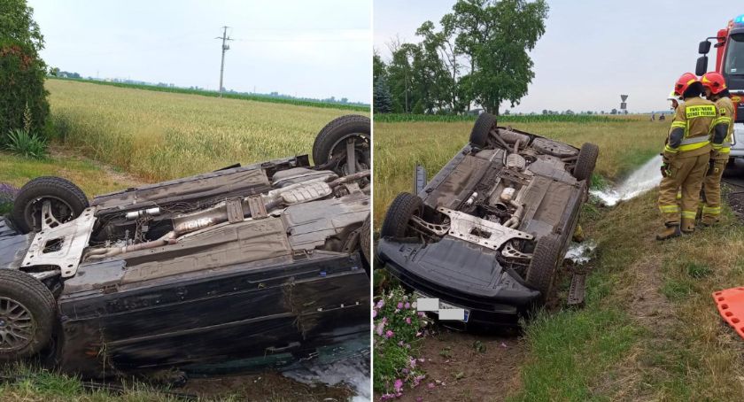 BMW dachowało w Samszycach. 20-latka wpadła w poślizg i wpadła do rowu [ZDJĘCIA]