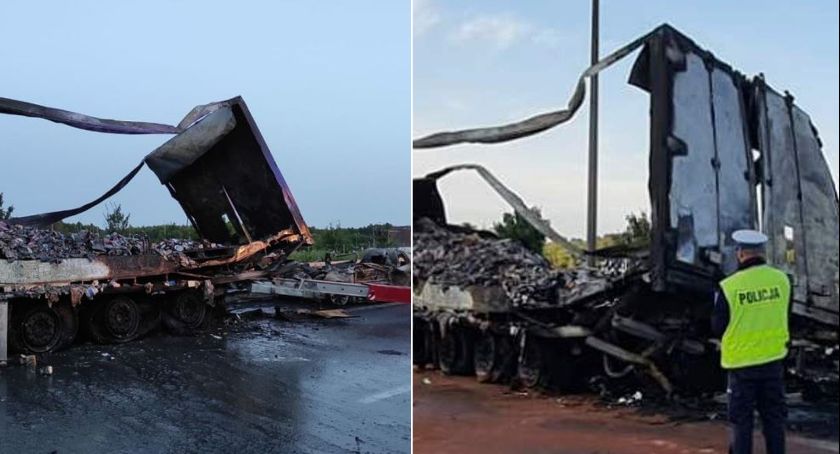 Śmiertelny wypadek na A1 w miejscowości Mniszek. Spłonęły osobówka i naczepa