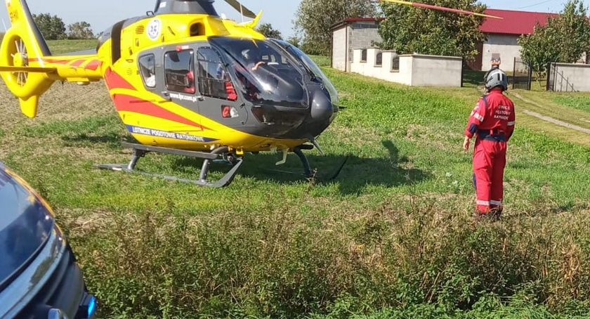 Wypadek w Czamaninie. 15 latek przewieziony śmigłowcem do szpitala [ZDJĘCIA]