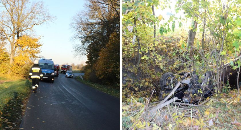 Tragedia w Gminie Izbica Kujawska. Nie żyje 20-letni kierowca. Opel wywrócił się na dach [ZDJĘCIA]