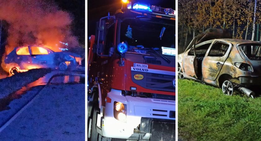 Kruszyn Włocławek: Peugeot wjechał do rowu i się zapalił [ZDJĘCIA]