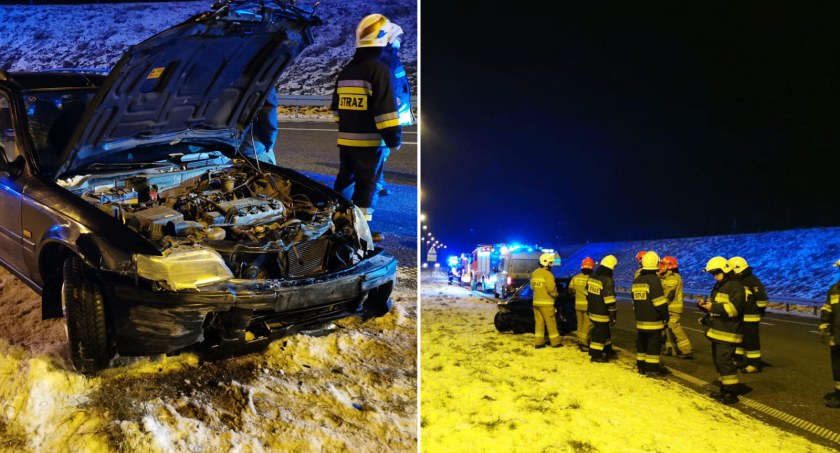Wypadek na A1 w pobliżu Grabkowa. Honda uderzyła w bariery ochronne