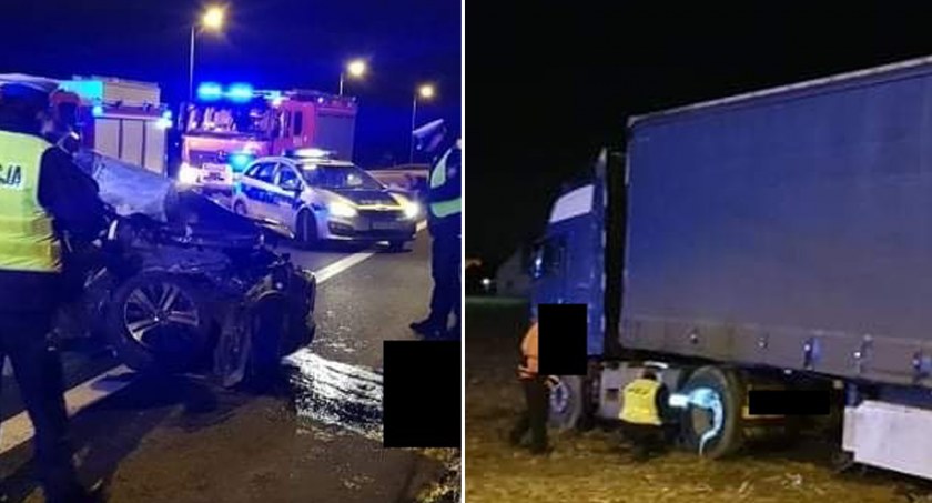 Mitsubishi zderzyło się z ciężarówką. Nie żyje kierująca osobówką