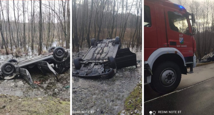 Dantejskie sceny w Gminie Nowy Duninów. Kierująca dachowała w przydrożnej sadzawce