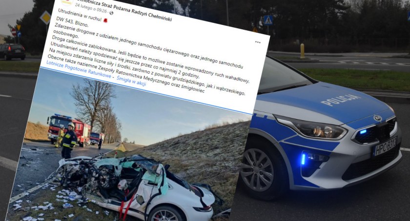 Makabryczny wypadek z udziałem Porsche w regionie. Zderzył się z ciężarówką przewożącą drewno
