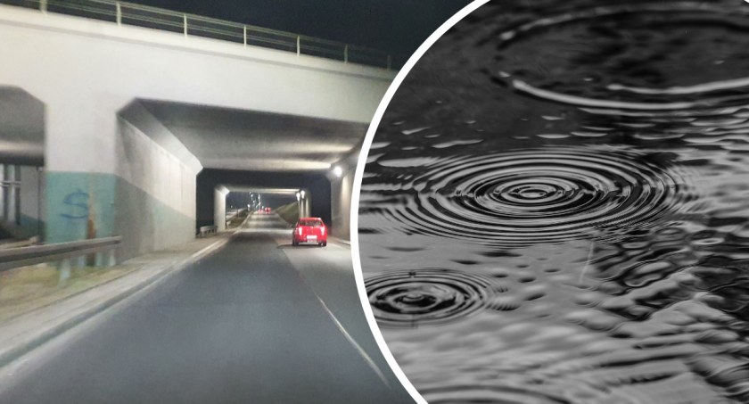Wjechał w olbrzymią kałużę i rozbił się o ścianę wiaduktu. Woda zalewa drogę. Co na to samorządowcy?