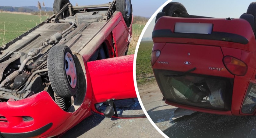 Daewoo uderzyło w drzewo i dachowało. Pijany 32-latek uciekł z miejsca zdarzenia