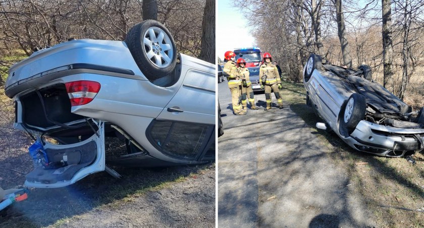 Dachowanie w Czerniewiczkach. Kierująca bmw straciła panowanie nad pojazdem