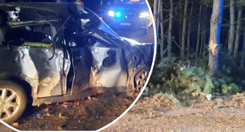 Mini Cooper uderzył w drzewo w powiecie włocławskim. Kierowca miał 2,7 promila