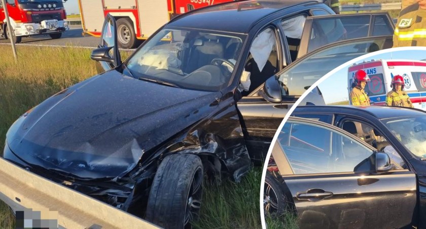Na A1 pod Włocławkiem bmw uderzyło w bariery