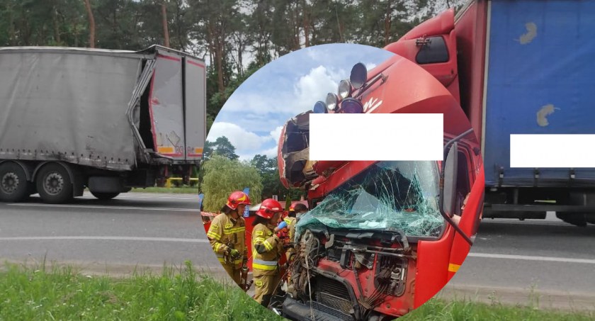 Zderzyły się dwa samochody ciężarowe. DK 91 Włocławek - Kowal zablokowana. 