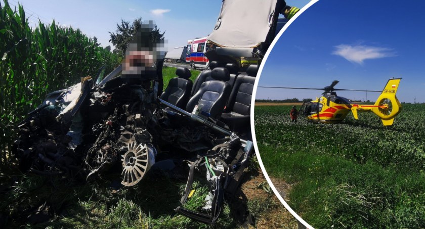 Wypadek pod Włocławkiem. Śmigłowiec w akcji