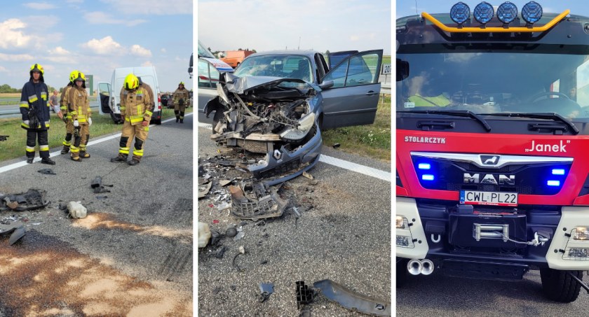 Karambol na A1 pod Włocławkiem. Zderzyło się kilka samochodów osobowych i BUS [ZDJĘCIA]
