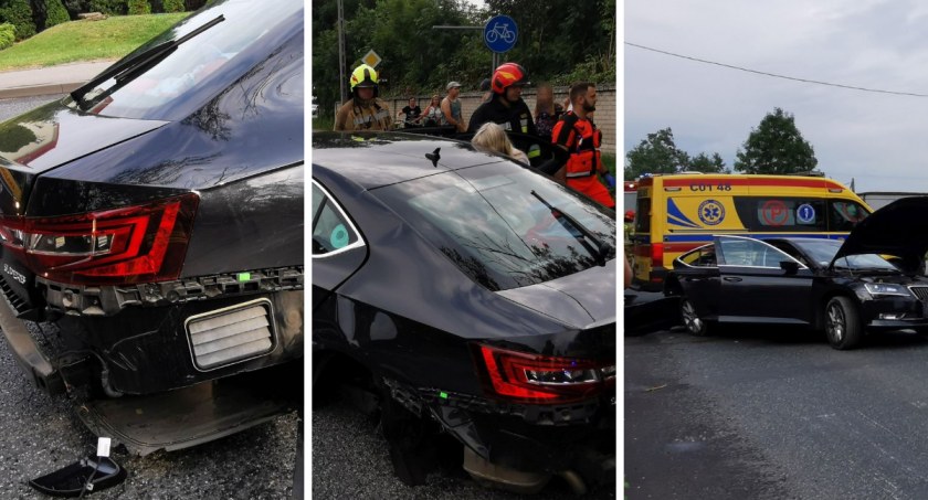 Wypadek w Pikutkowie. Matka z dzieckiem i kierowca trafili do szpitala