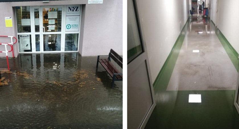 Ulewa i burza nad Włocławkiem. Zalany szpital. Woda wdarła się do środka [ZDJĘCIA]