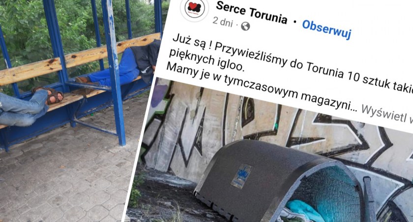 Bezdomni we Włocławku koczują na ławkach. W Toruniu rozstawią dla nich namioty igloo