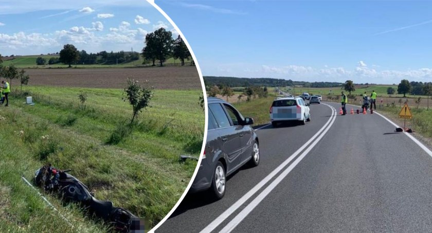 49-letni motocyklista uderzył w znak drogowy. Kierujący Suzuki zginął na miejscu