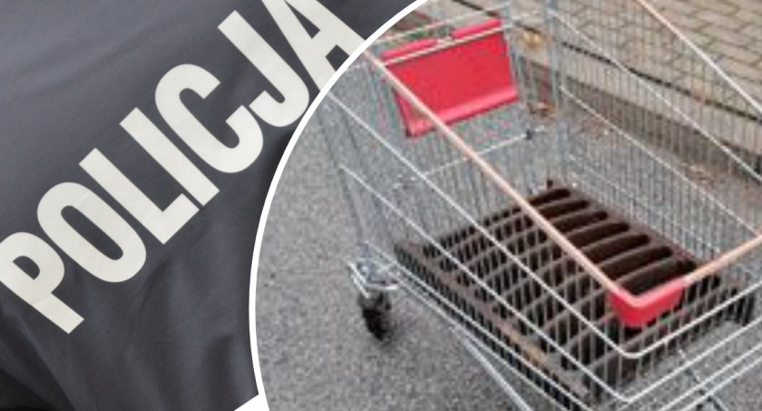 Łup był ciężki więc ukradli też wózek sklepowy 