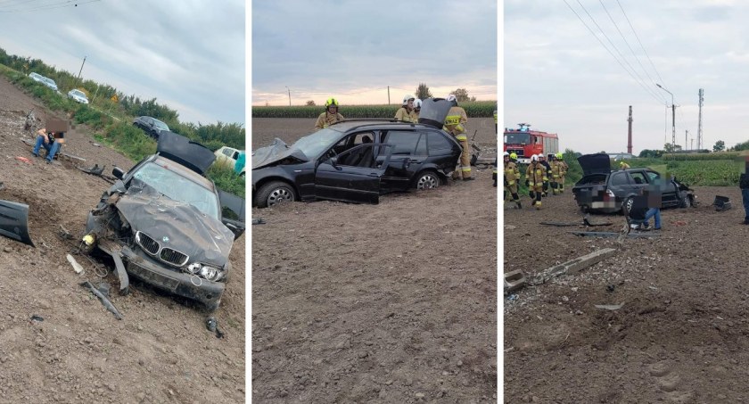 Groźny wypadek pod Brześciem Kujawskim. 42-latek uderzył w słup energetyczny