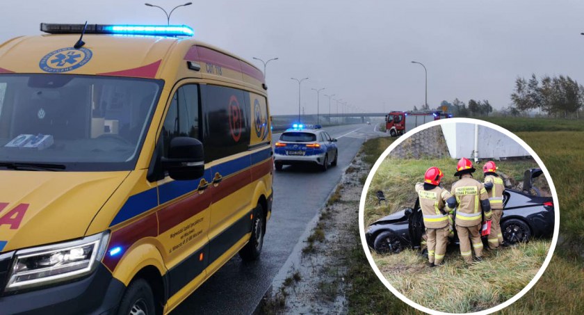 Na A1 bmw wypadło z drogi [ZDJĘCIA]
