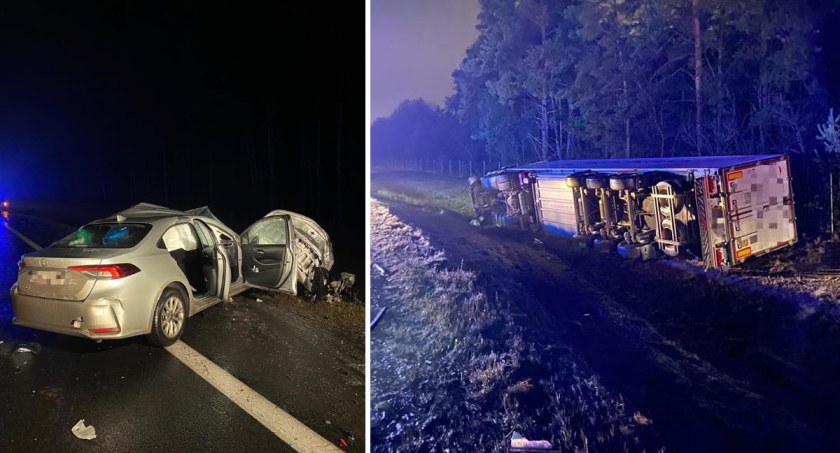 Śmiertelny wypadek w regionie. Tir zderzył się z osobówką [ZDJĘCIA]