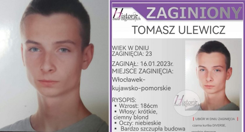 Zaginął 23 letni Tomasz Ulewicz z Włocławka. Rodzina prosi o pomoc