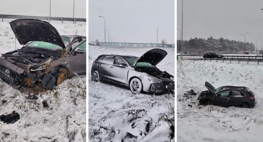 Wypadek na autostradzie A1. Hyundai wypadł z drogi. Jedna osoba trafiła do szpitala [ZDJĘCIA]