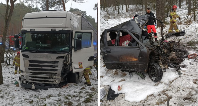Tragiczny wypadek na DK91 pod Włocławkiem. Ciężarówka zderzyła się z osobówką [ZDJĘCIA]