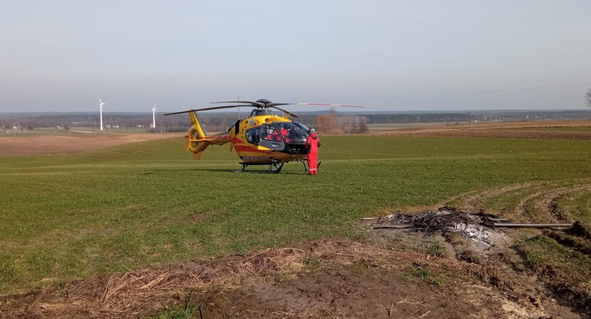 Byk zaatakował mężczyznę w powiecie włocławskim. Śmigłowiec LPR w akcji