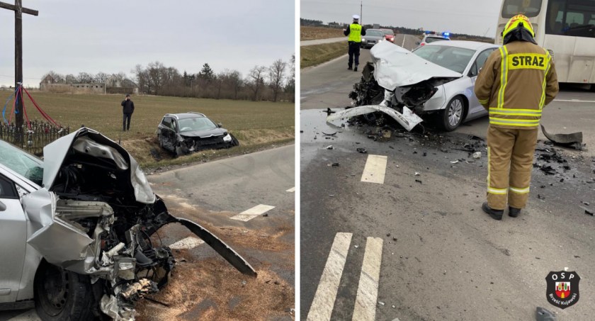 Wypadek w Gminie Brześć Kujawski. Zderzyły się 2 auta osobowe [ZDJĘCIA]