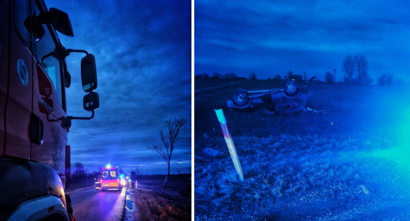 Dachowanie w powiecie włocławskim. Mężczyzna trafił do szpitala