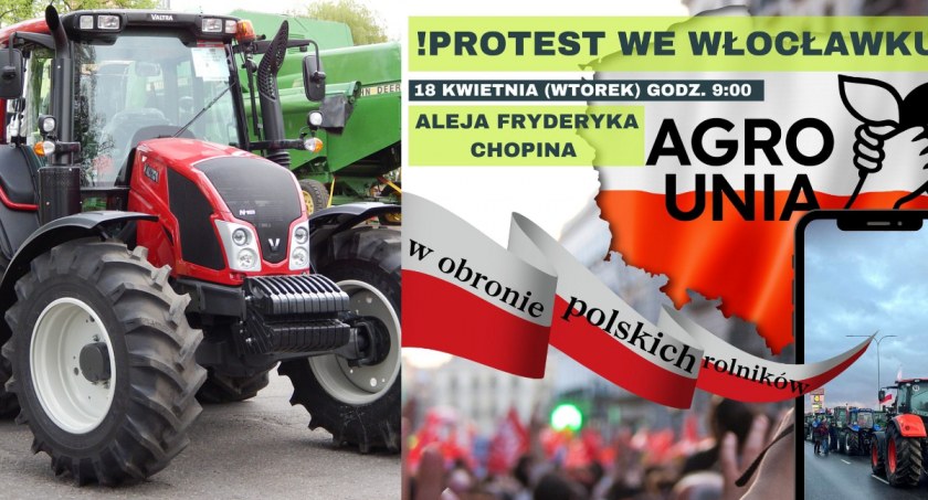 Traktory zablokują Al. Chopina we Włocławku. Protest rolników potrwa całą dobę