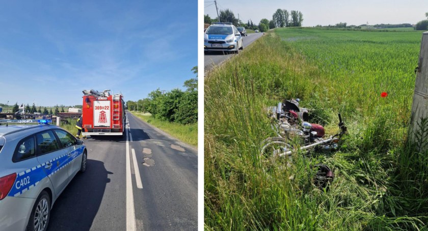 Motocyklista wjechał do rowu w powiecie włocławskim. Policja szuka świadków [ZDJĘCIA]
