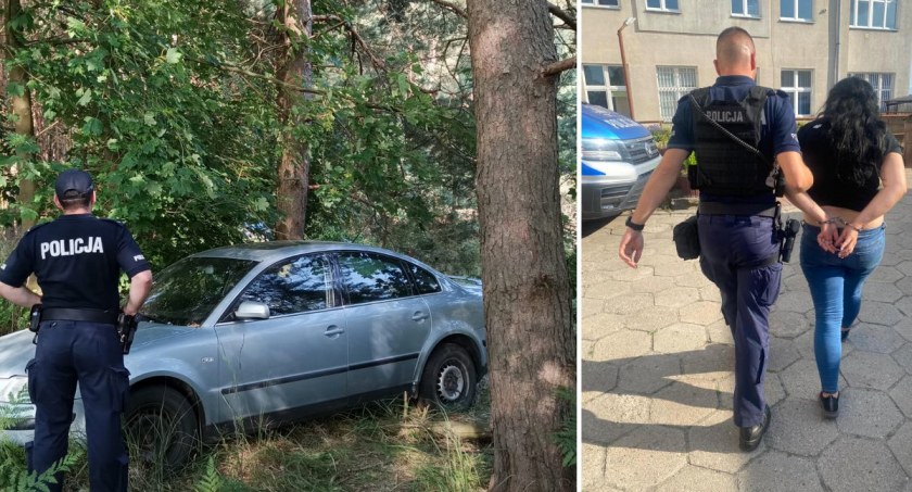 Policyjny pościg za 32-latką w regionie. Zostawiła auto w lesie i rzuciła się do pieszej ucieczki [ZDJECIA]