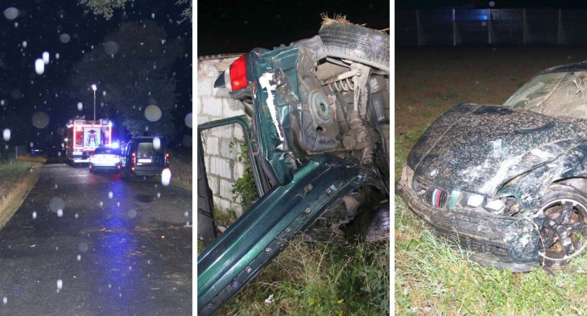 Śmiertelny wypadek w Czamaninku. 23-latek dachował BMW i uderzył w budynek