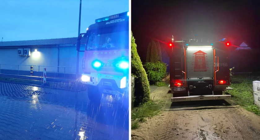 Intensywny deszcz daje się we znaki. Strażacy w Gminie Fabianki przy markecie i szkole